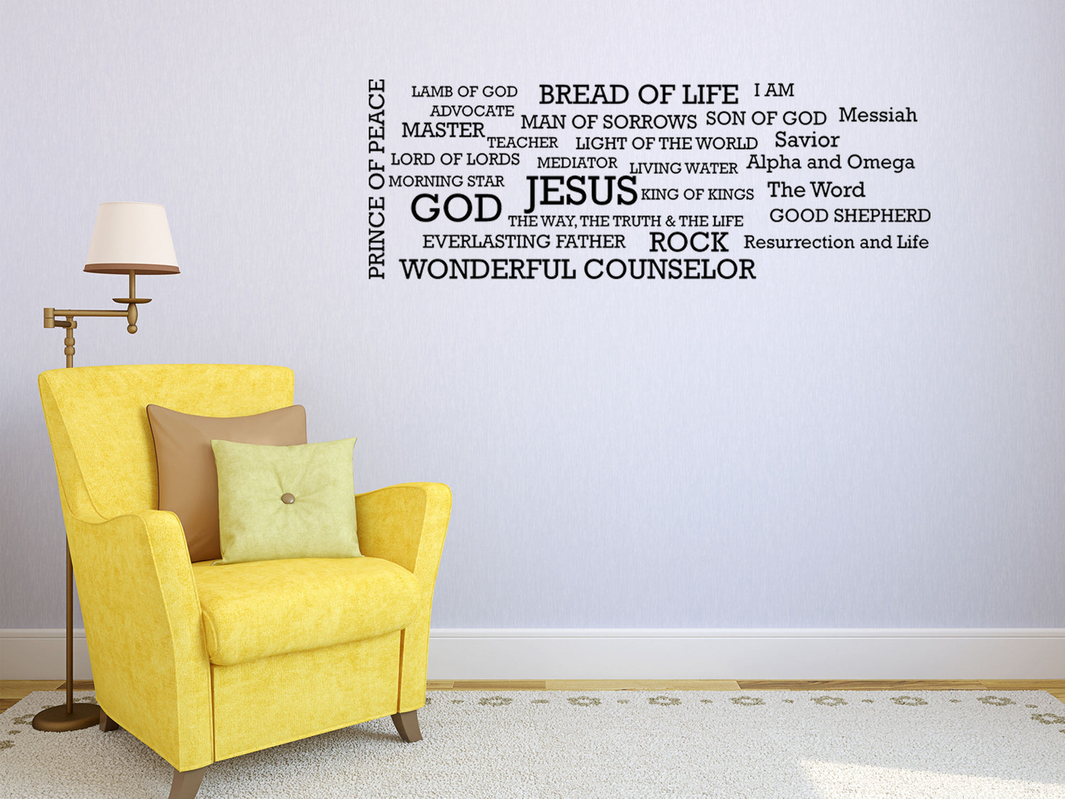 Names Of God Word Cloud Christian Wall Decal Vinyl Wall Decal Inspirational Wall Signs 