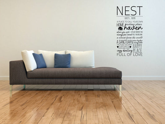 Nest Wall Decal - Nest Vinyl Decal - Nest Wall Decal - Cute Home Decor - Nest Definition Decal Vinyl Wall Decal Done 