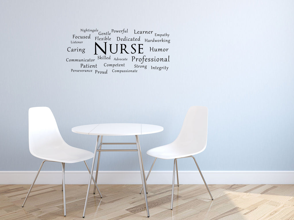 Nurse Word Cloud Office Wall Sticker- Inspirational Wall Decals Vinyl Wall Decal Inspirational Wall Signs 