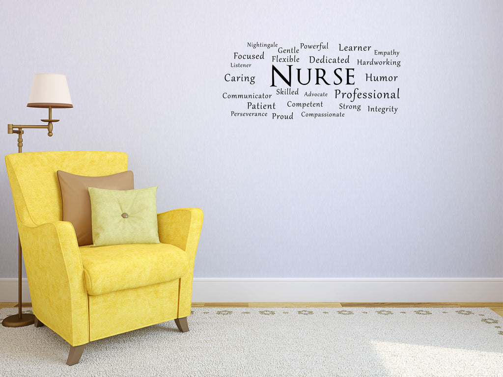 Nurse Word Cloud Office Wall Sticker- Inspirational Wall Decals Vinyl Wall Decal Inspirational Wall Signs 