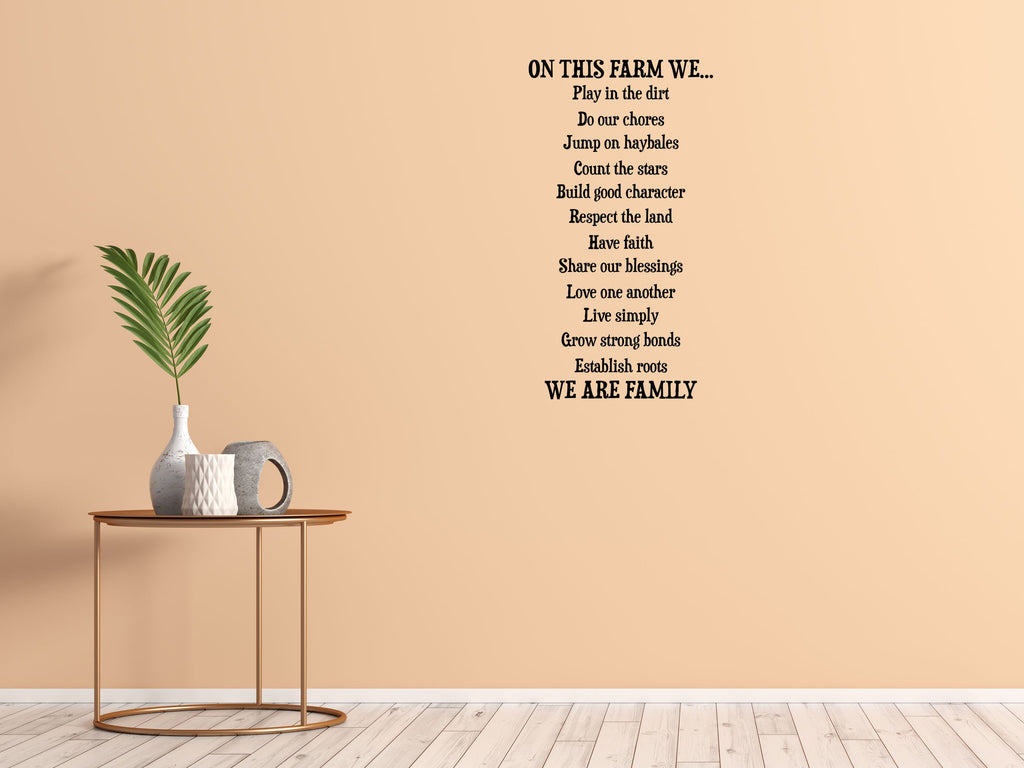 On This Farm - Inspirational Wall Decals Vinyl Wall Decal Inspirational Wall Signs 