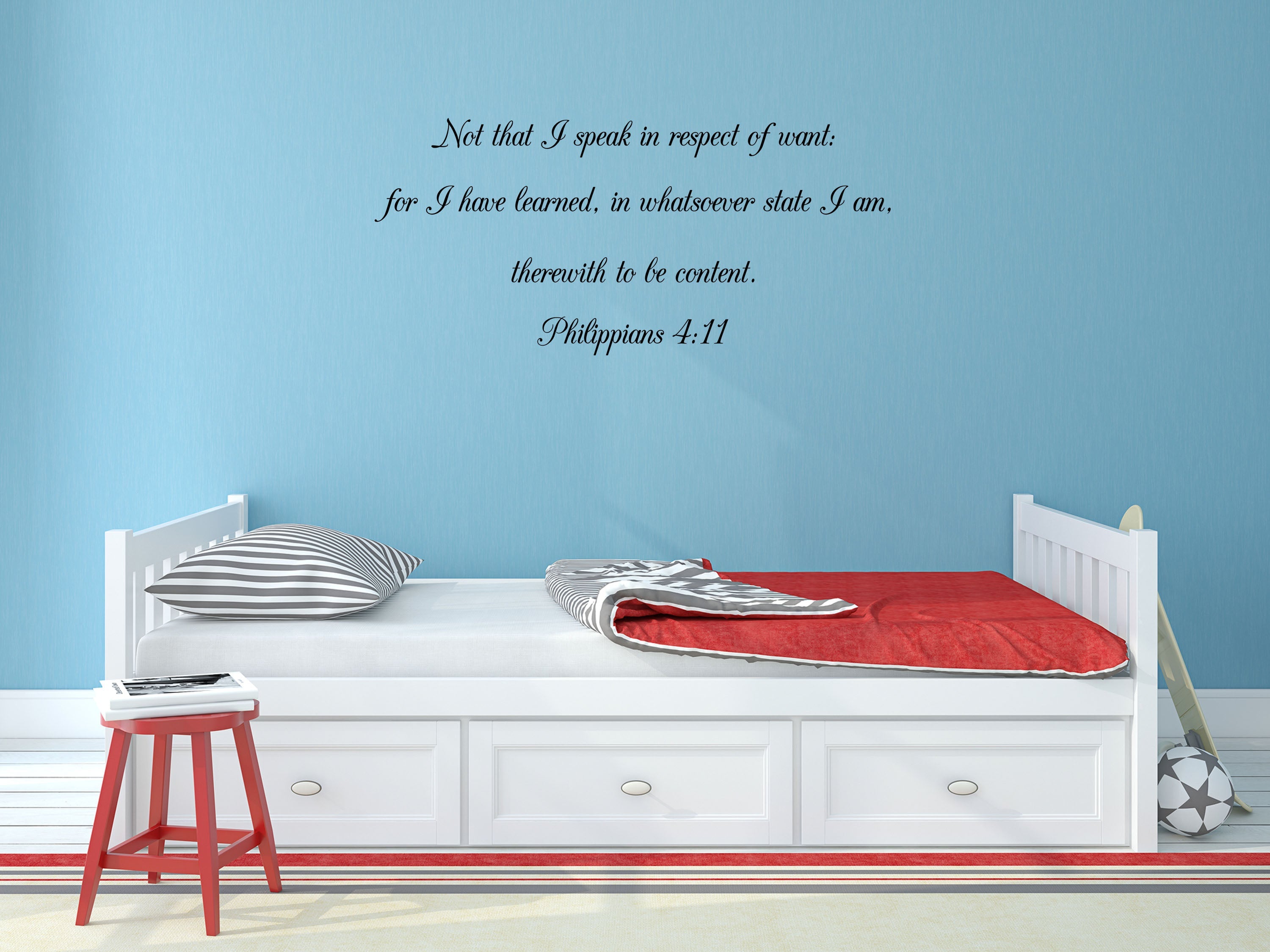 Philippians 4:11 - Scripture Wall Decals - Decal Wall Stickers Vinyl Wall Decal Inspirational Wall Signs 