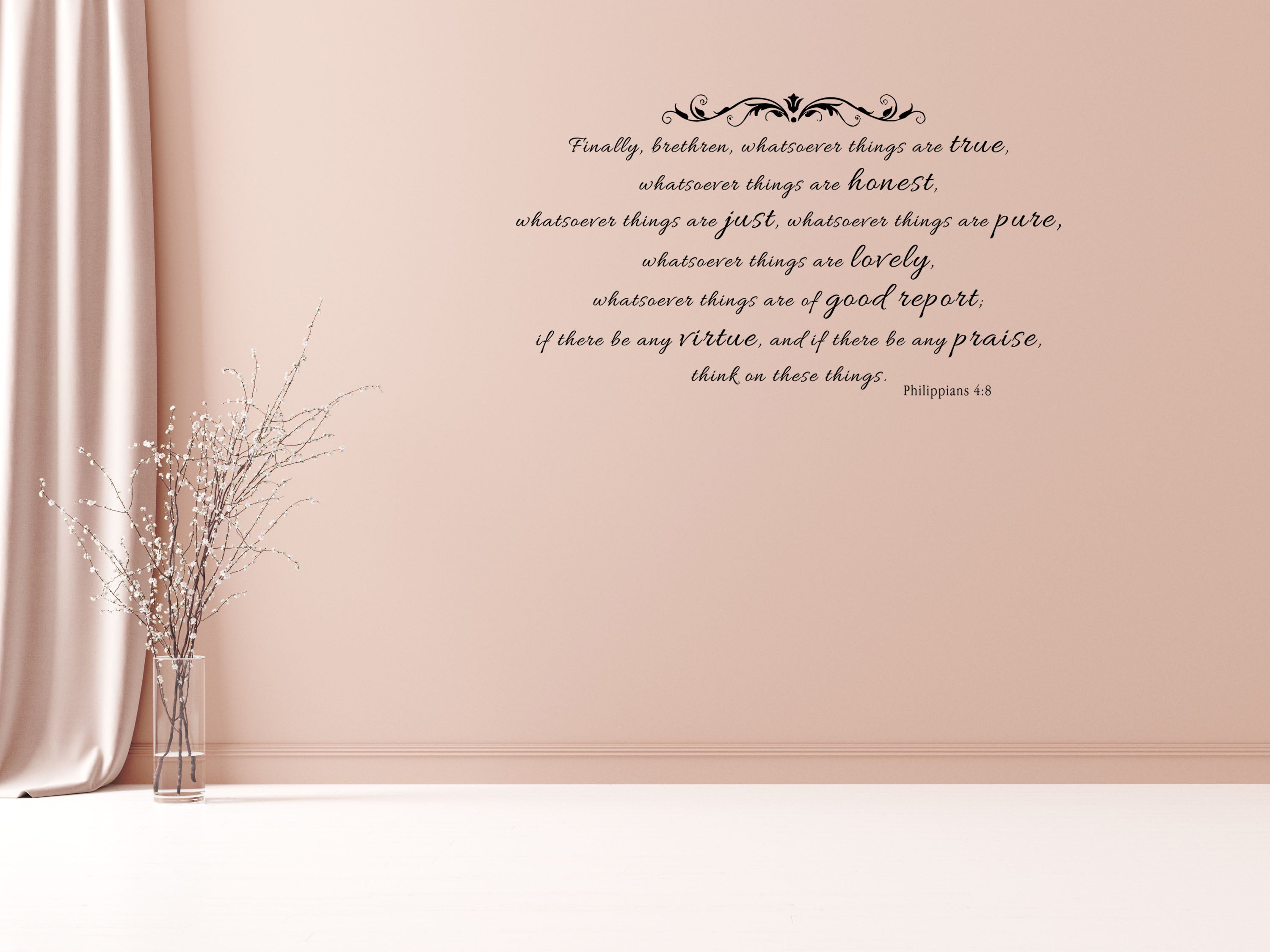 Philippians 4:8 - Church Wall Words Vinyl Wall Decal Inspirational Wall Signs 