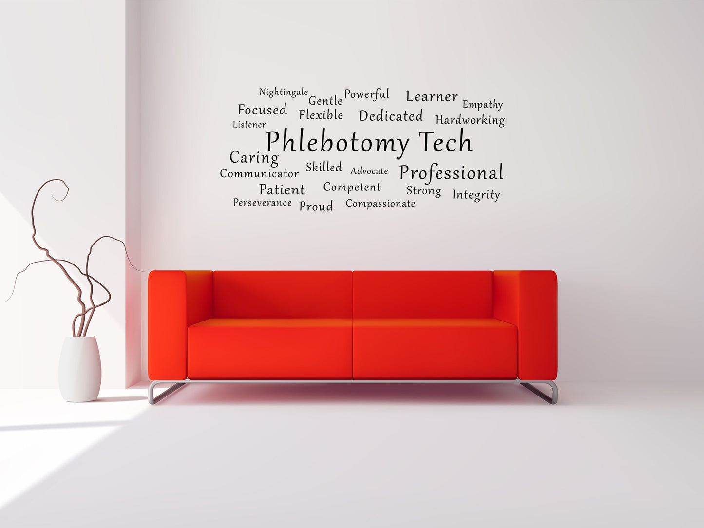 Phlebotomy Tech Word Cloud Decal - Phlebotomy Wall Decal - Phlebotomist Gift - Phlebotomist Wall Art - Phlebotomy Sign Done 