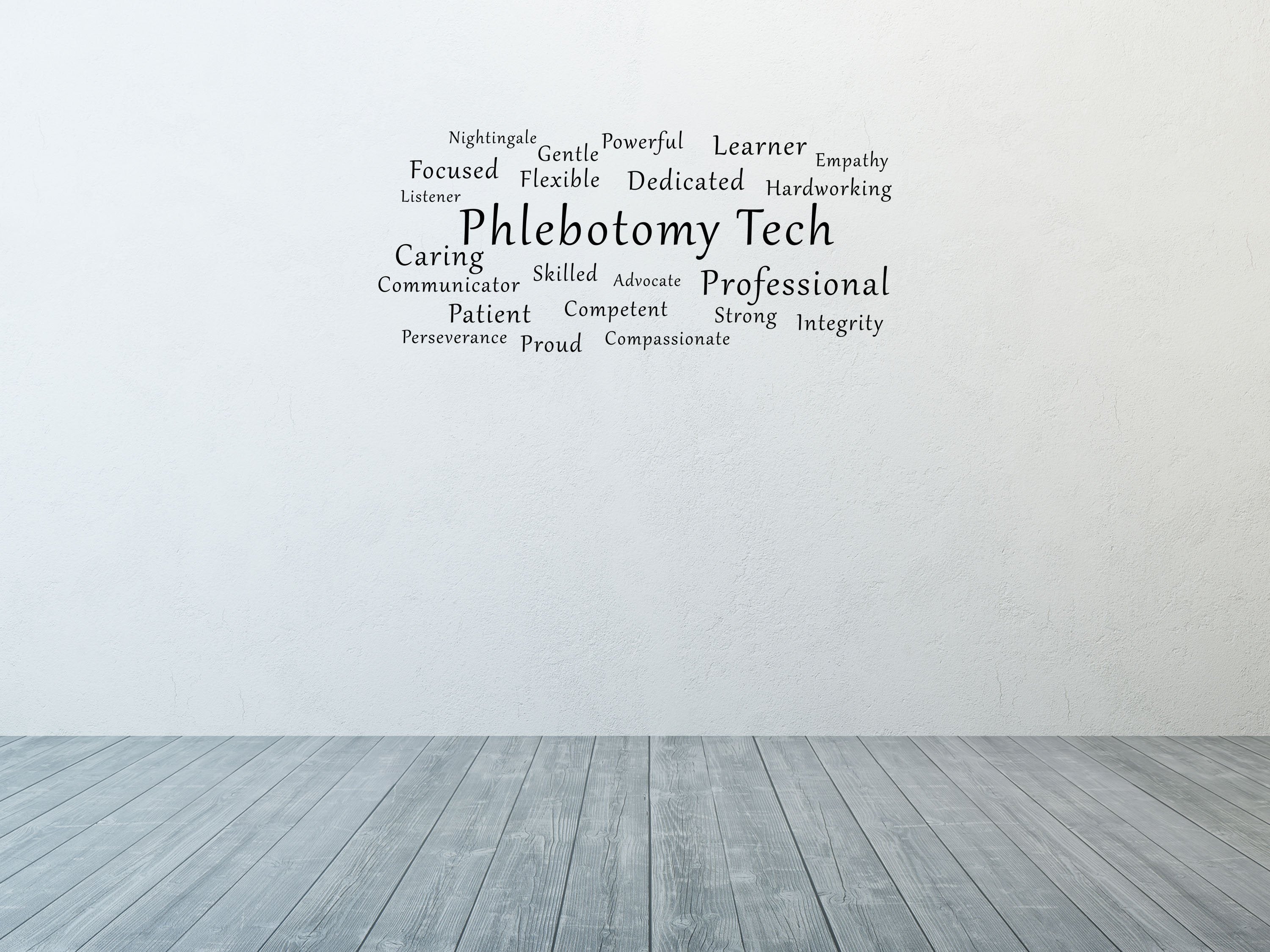 Phlebotomy Tech Word Cloud Decal - Phlebotomy Wall Decal - Phlebotomist Gift - Phlebotomist Wall Art - Phlebotomy Sign Done 
