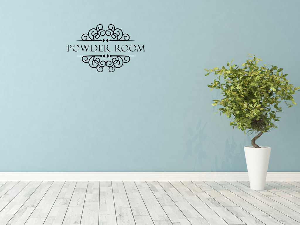 Powder Room Decal Wall Sign For Bathroom - Restroom Wall Art Vinyl Wall Decal Title Done 