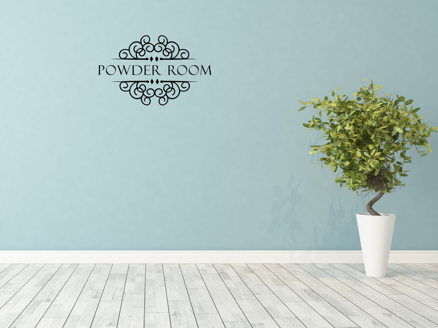 Powder Room Decal Wall Sign For Bathroom - Restroom Wall Art Vinyl Wall Decal Title Done 