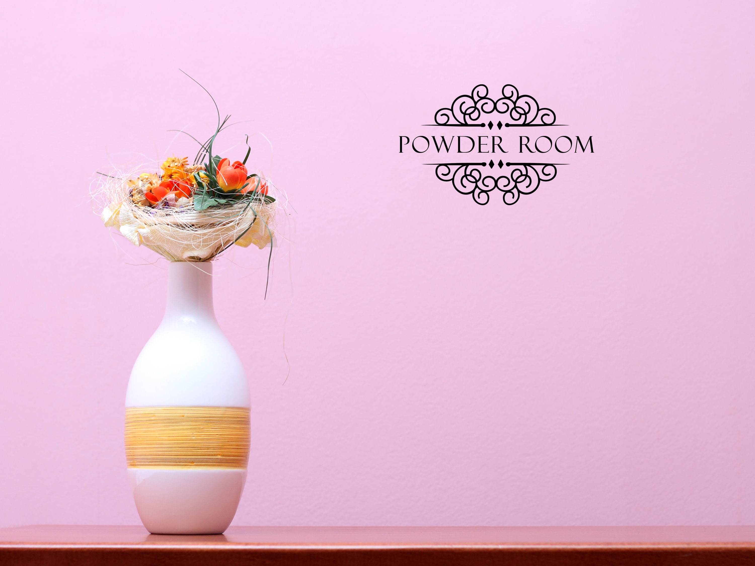 Powder Room Decal Wall Sign For Bathroom - Restroom Wall Art Vinyl Wall Decal Title Done 