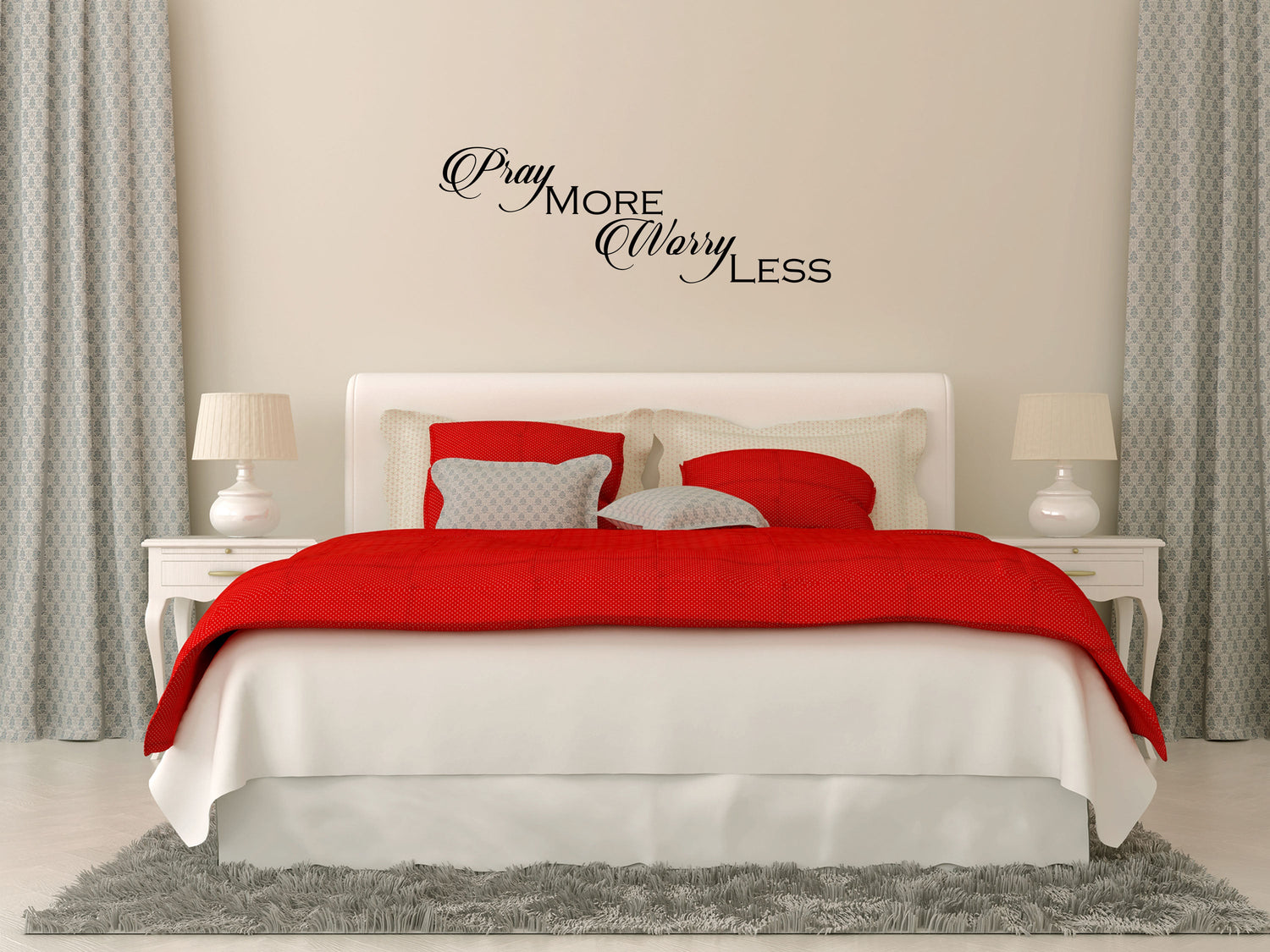 Pray More Worry Less Vinyl Wall Decal Quote Vinyl Wall Decal Inspirational Wall Signs 
