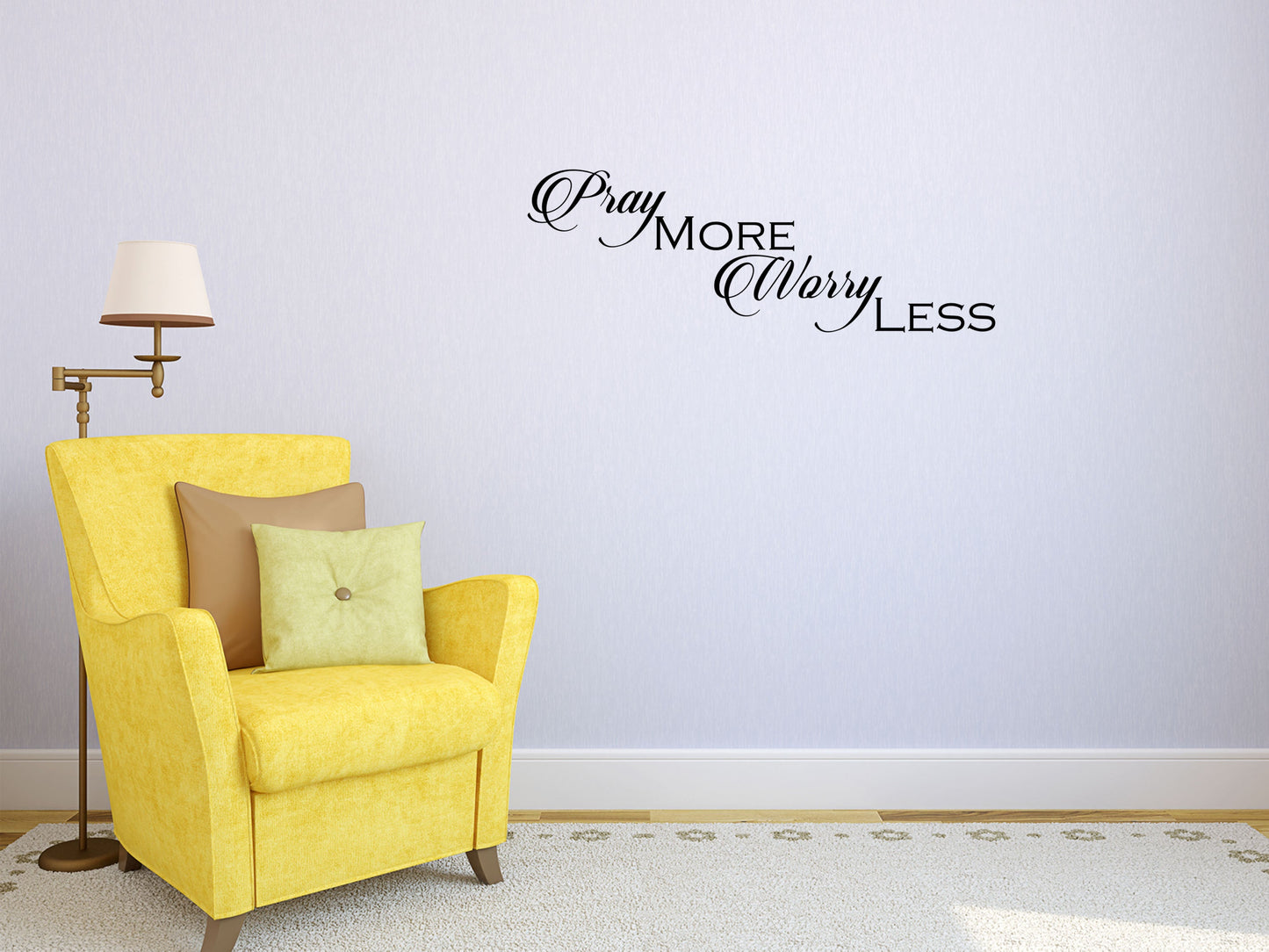 Pray More Worry Less Vinyl Wall Decal Quote Vinyl Wall Decal Inspirational Wall Signs 