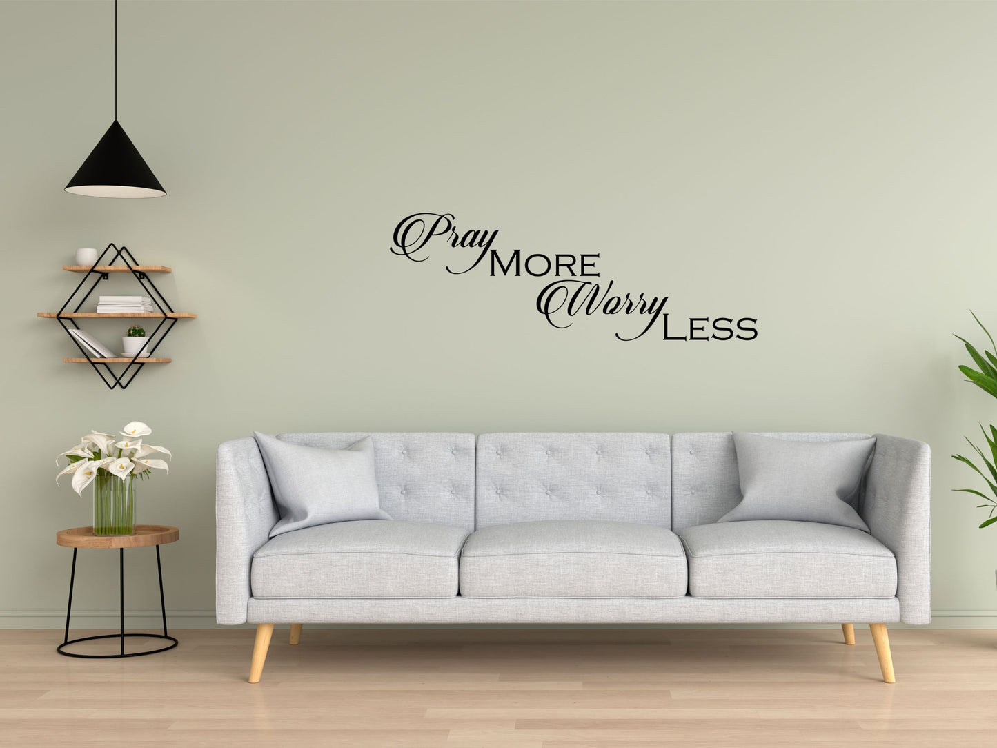 Pray More Worry Less Vinyl Wall Decal Quote Vinyl Wall Decal Inspirational Wall Signs 