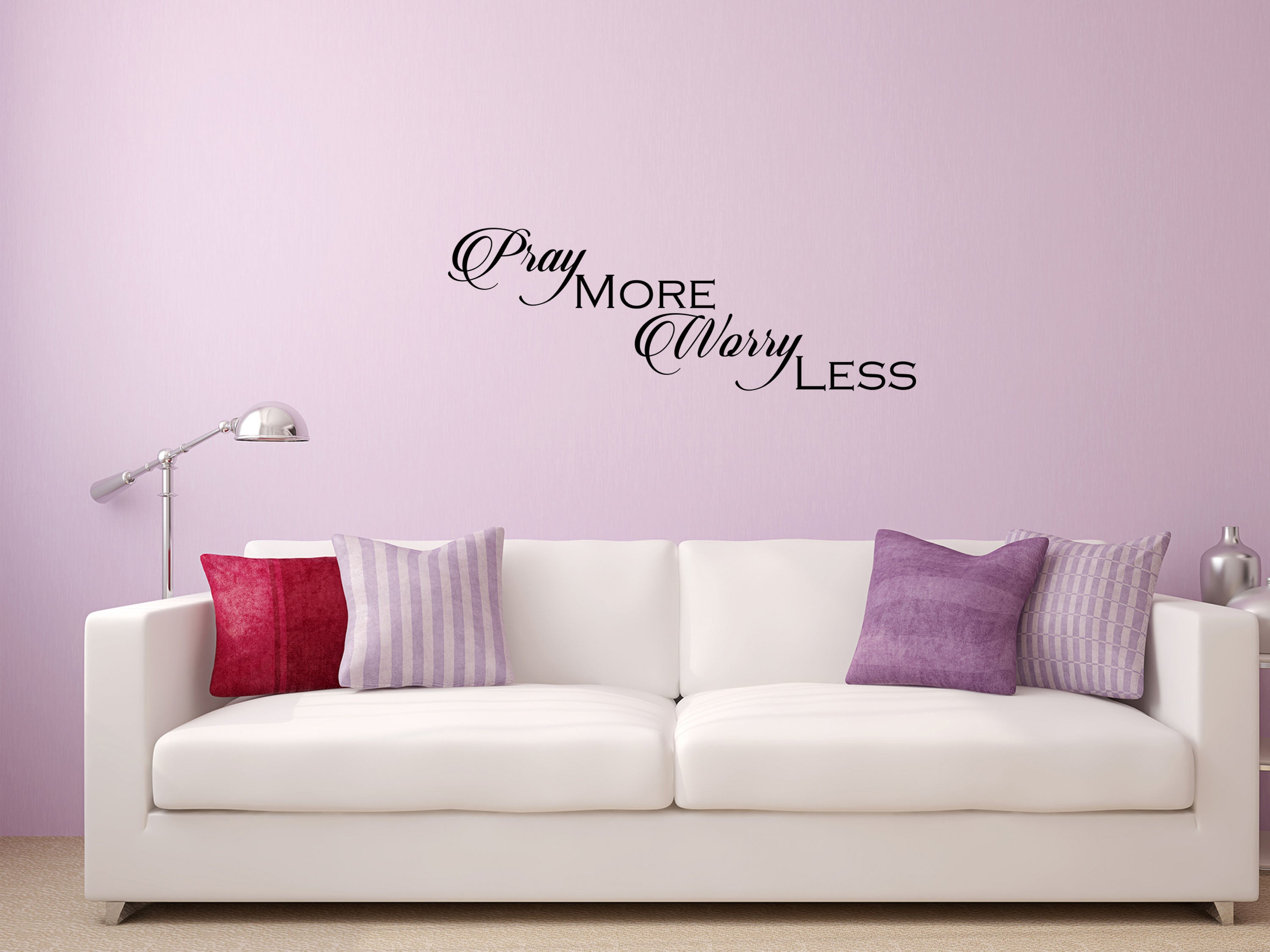Pray More Worry Less Vinyl Wall Decal Quote Vinyl Wall Decal Inspirational Wall Signs 