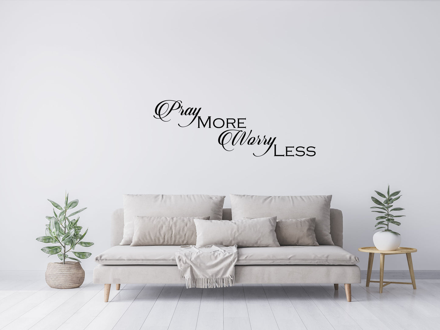 Pray More Worry Less Vinyl Wall Decal Quote Vinyl Wall Decal Inspirational Wall Signs 