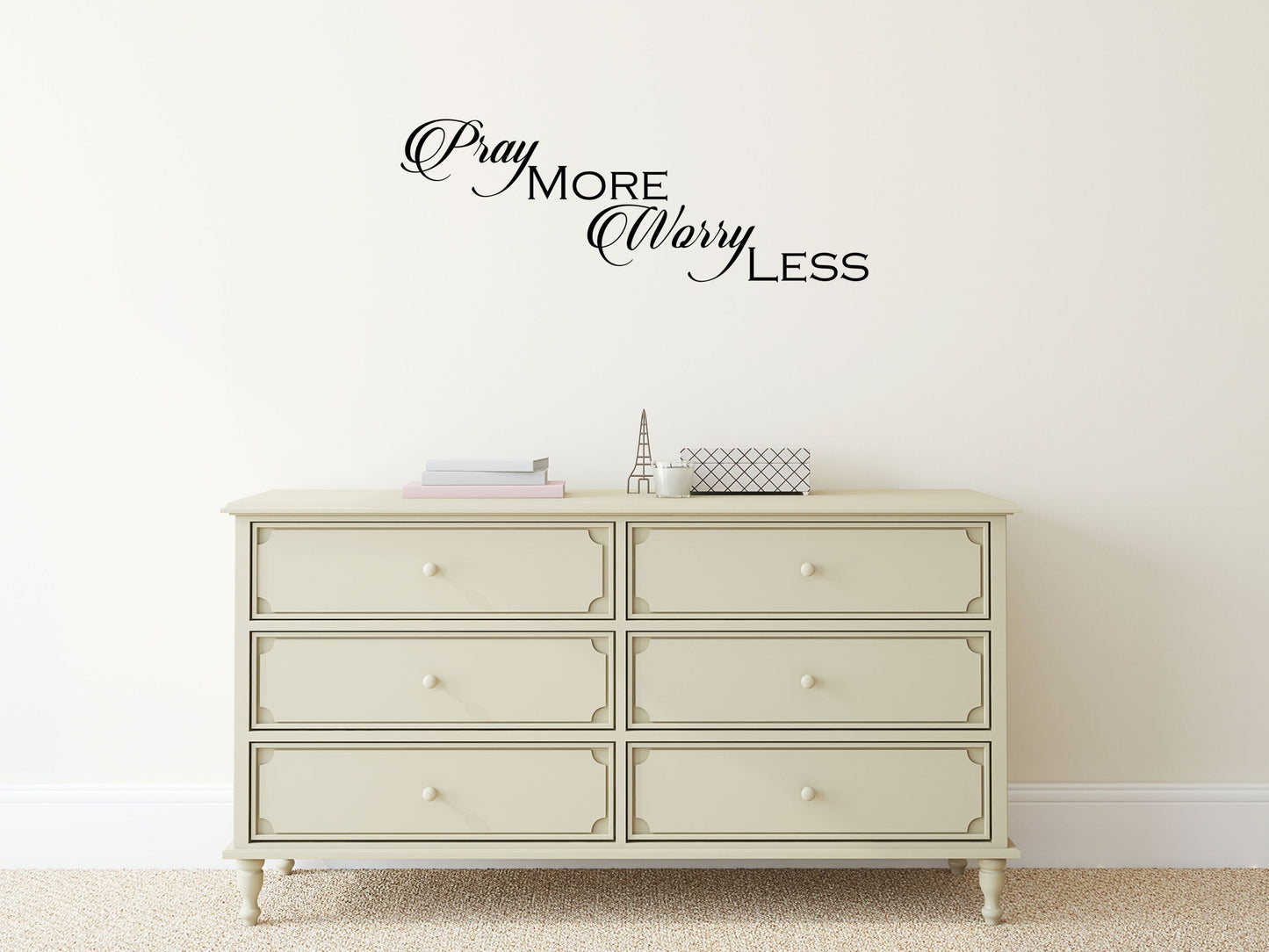 Pray More Worry Less Vinyl Wall Decal Quote Vinyl Wall Decal Inspirational Wall Signs 