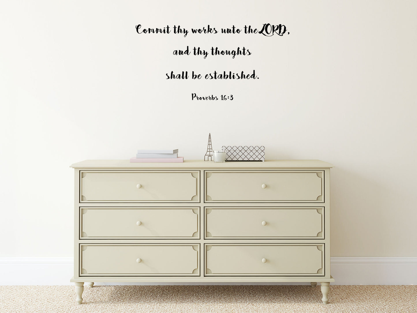 Proverbs 16:3 Christian KJV Wall Decal Sticker - Commit Thy Works Unto The Lord Scripture - Proverbs Wall Decal - Religious Wall Decal Vinyl Wall Decal Title Done 