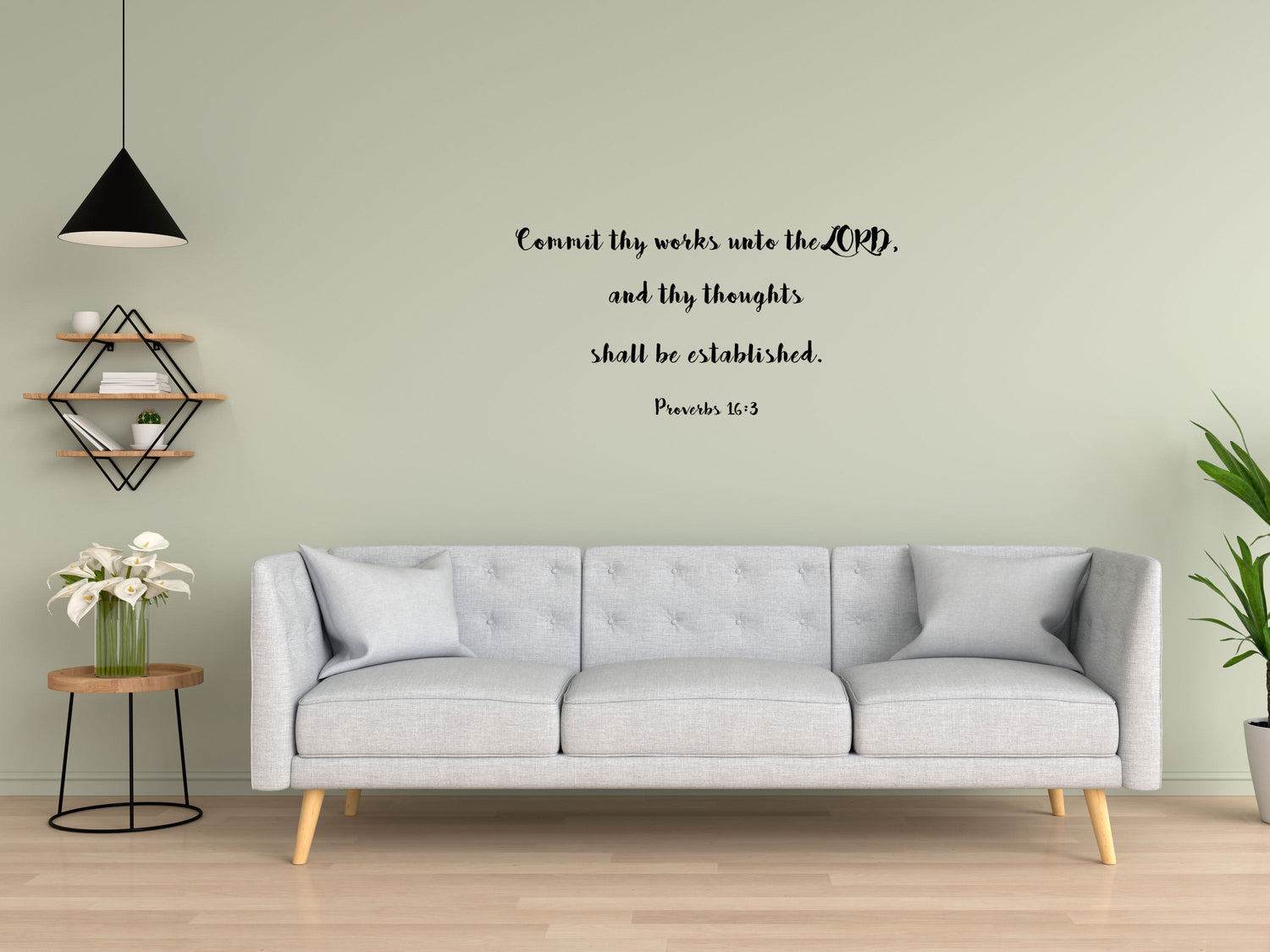 Proverbs 16:3 Christian KJV Wall Decal Sticker - Commit Thy Works Unto The Lord Scripture - Proverbs Wall Decal - Religious Wall Decal Vinyl Wall Decal Title Done 