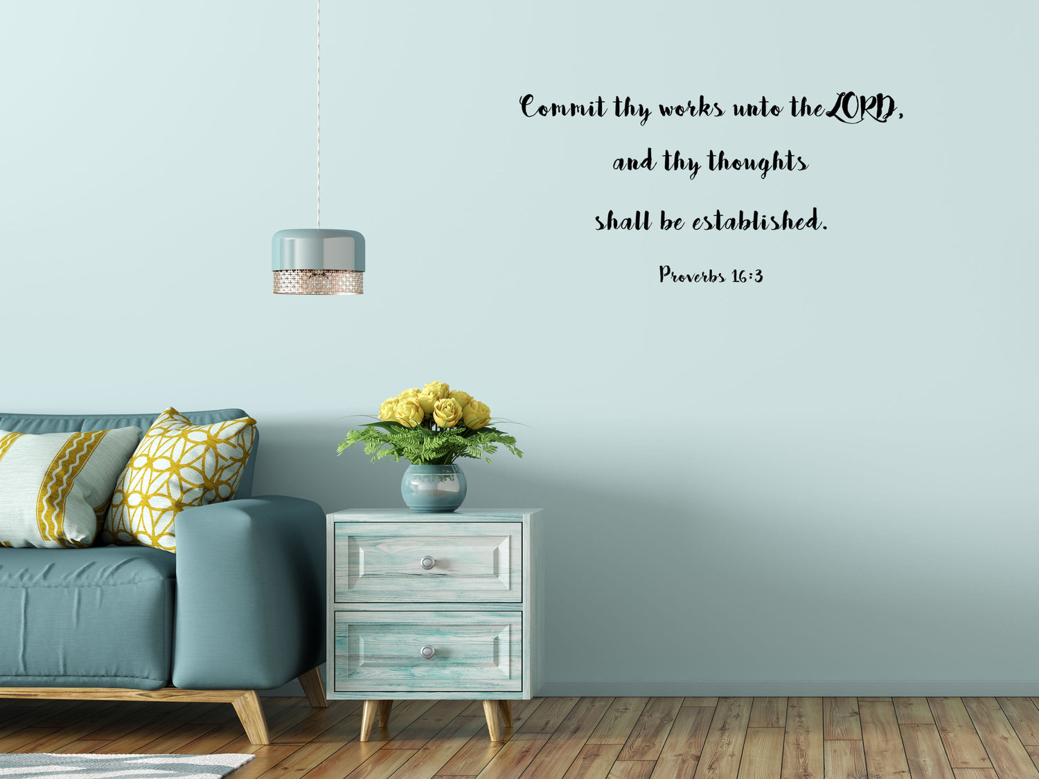 Proverbs 16:3 Christian KJV Wall Decal Sticker - Commit Thy Works Unto The Lord Scripture - Proverbs Wall Decal - Religious Wall Decal Vinyl Wall Decal Title Done 