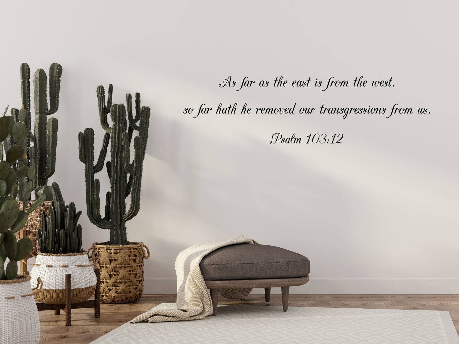 Psalm 103:12 KJV Bible Verse Wall Decal - As Far As The East Is From The West - Christian Quote - Inspirational Bedroom Signs Vinyl Wall Decal Done 