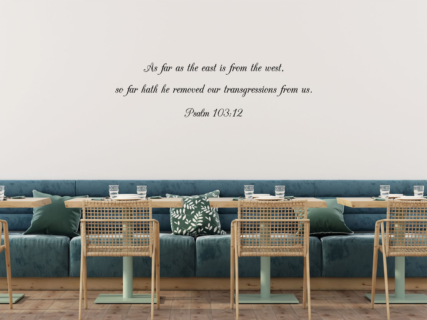 Psalm 103:12 KJV Bible Verse Wall Decal - As Far As The East Is From The West - Christian Quote - Inspirational Bedroom Signs Vinyl Wall Decal Done 