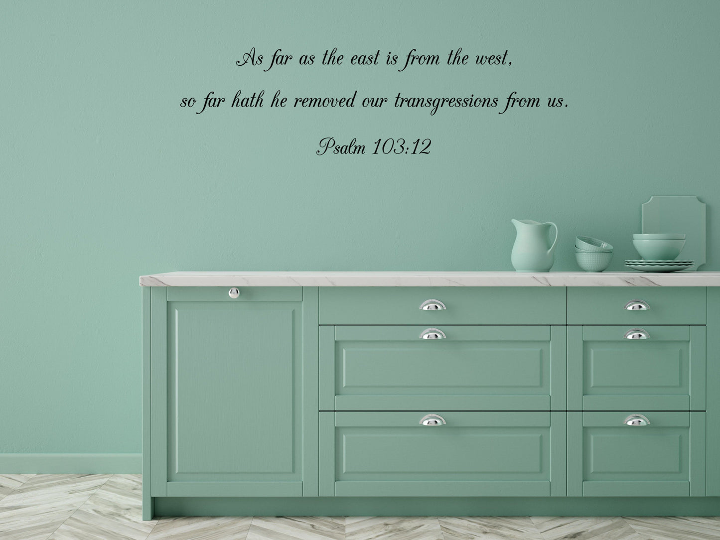 Psalm 103:12 KJV Bible Verse Wall Decal - As Far As The East Is From The West - Christian Quote - Inspirational Bedroom Signs Vinyl Wall Decal Done 