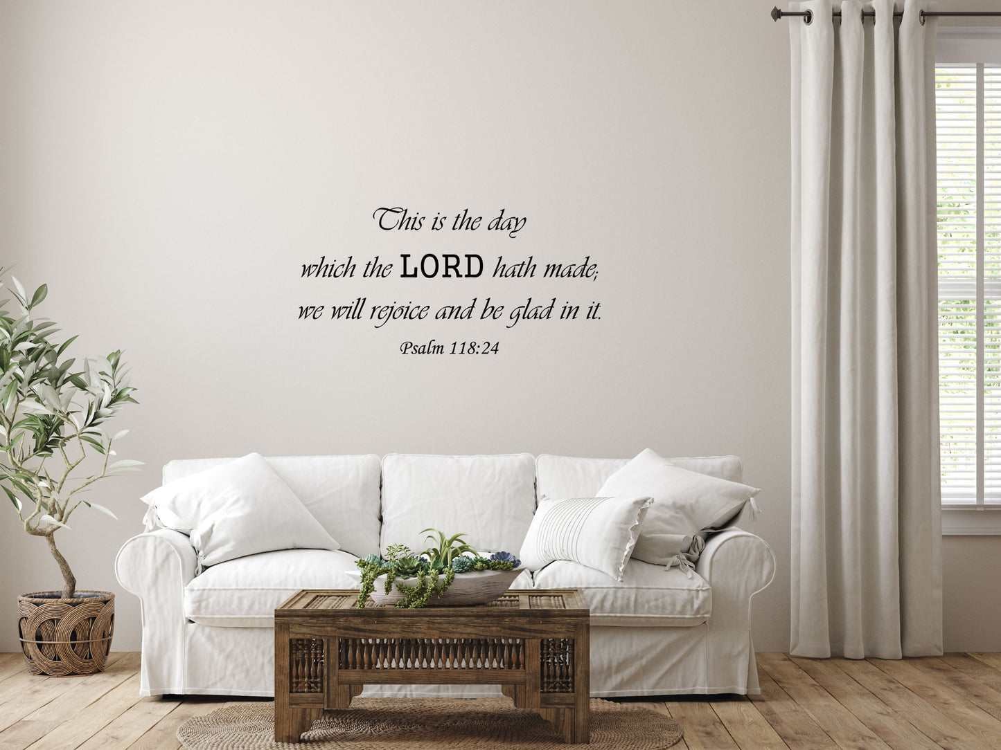 Psalm 118:24 - Scripture Wall Quote Décor Decal Vinyl Wall Decal Inspirational Wall Signs 