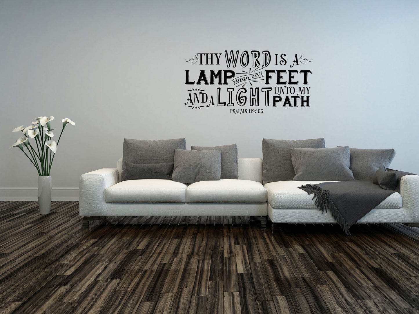 Psalm 119:105 - Lamp Unto My Feet Christian Bible Scripture Wall Art Vinyl Wall Decal Inspirational Wall Signs 