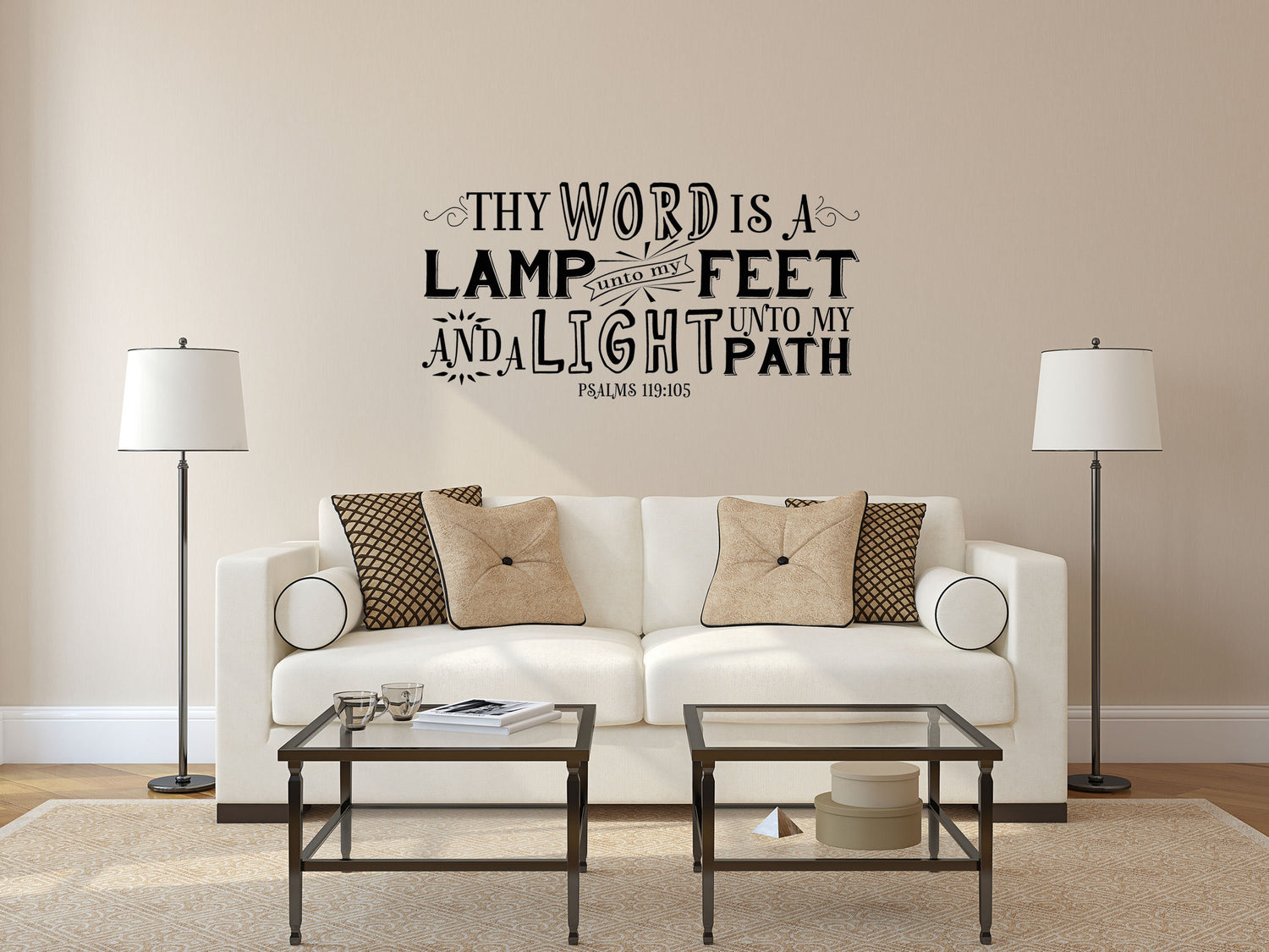 Psalm 119:105 - Lamp Unto My Feet Christian Bible Scripture Wall Art Vinyl Wall Decal Inspirational Wall Signs 