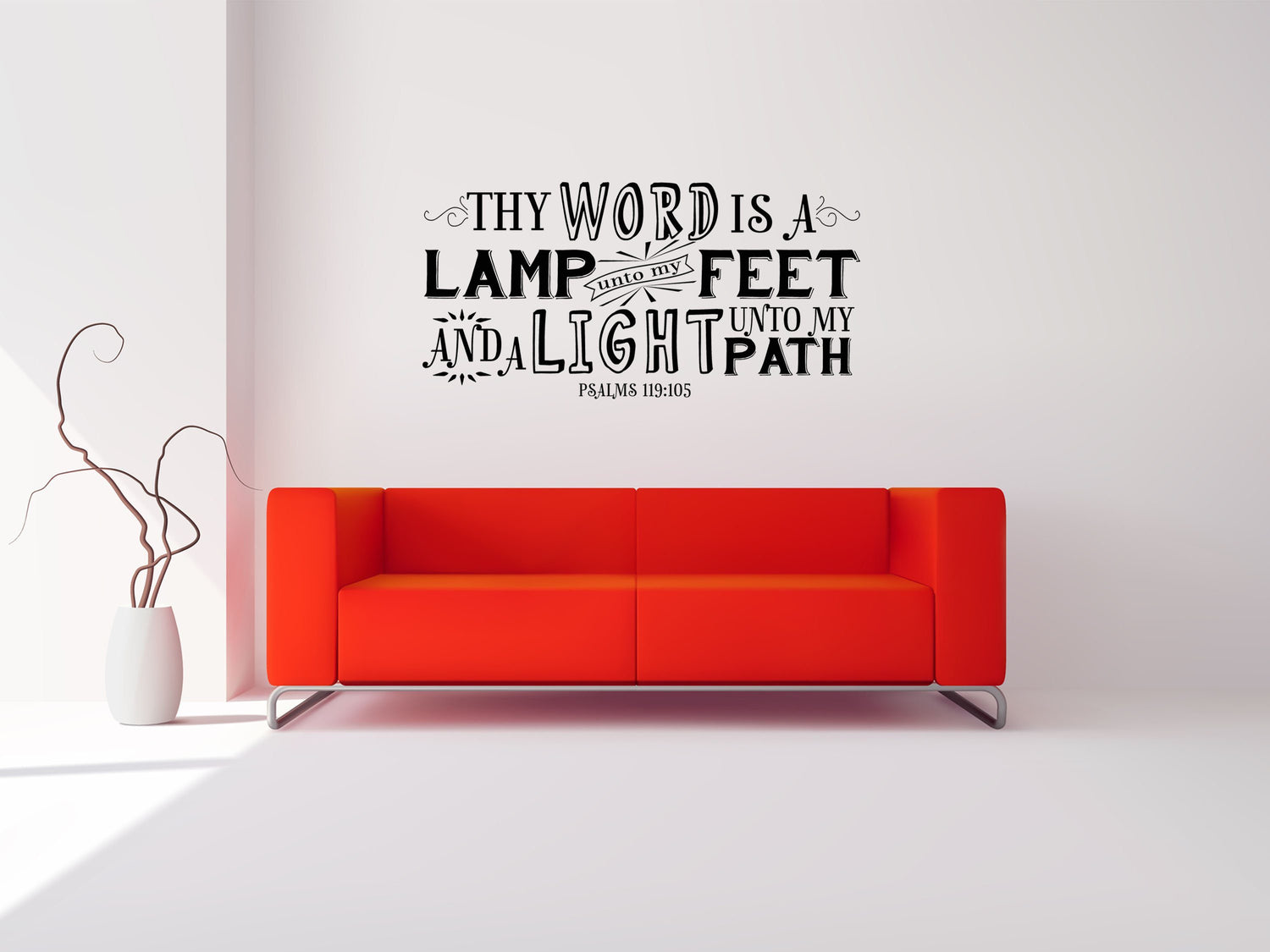 Psalm 119:105 - Lamp Unto My Feet Christian Bible Scripture Wall Art Vinyl Wall Decal Inspirational Wall Signs 