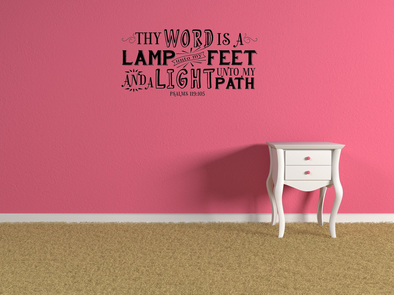 Psalm 119:105 - Lamp Unto My Feet Christian Bible Scripture Wall Art Vinyl Wall Decal Inspirational Wall Signs 