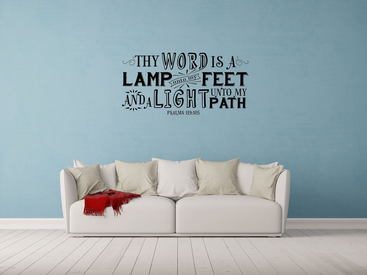 Psalm 119:105 - Lamp Unto My Feet Christian Bible Scripture Wall Art Vinyl Wall Decal Inspirational Wall Signs 