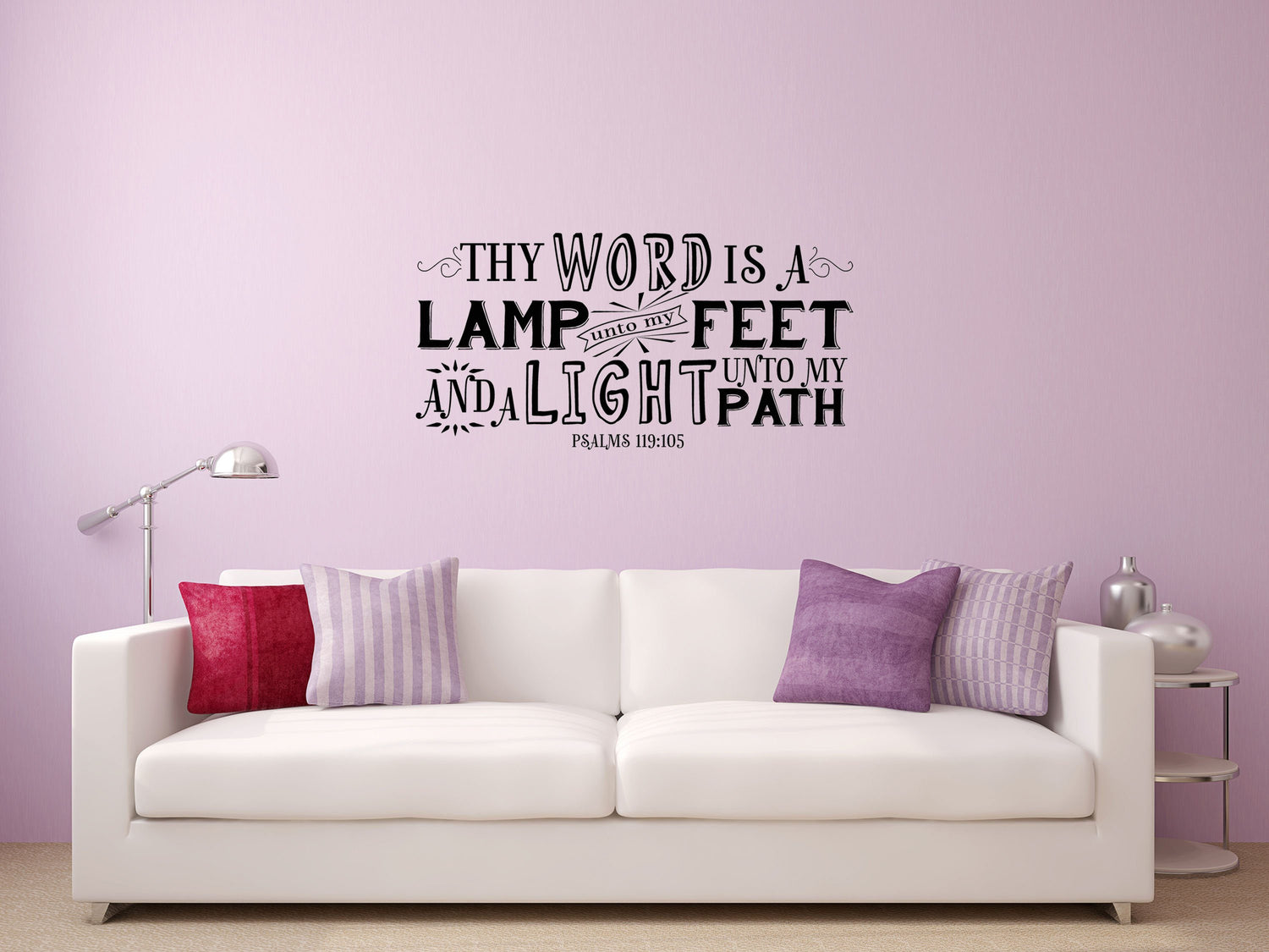 Psalm 119:105 - Lamp Unto My Feet Christian Bible Scripture Wall Art Vinyl Wall Decal Inspirational Wall Signs 