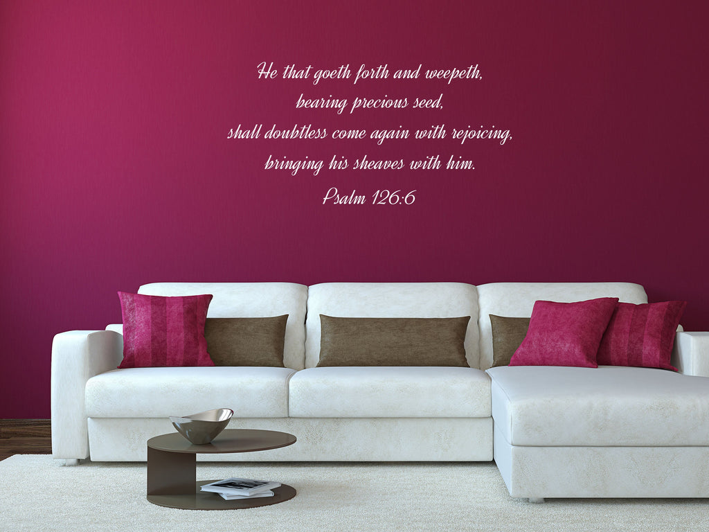Psalm 126:6 - Precious Seeds Bible Scripture Wall Decal Vinyl Wall Decal Inspirational Wall Signs 