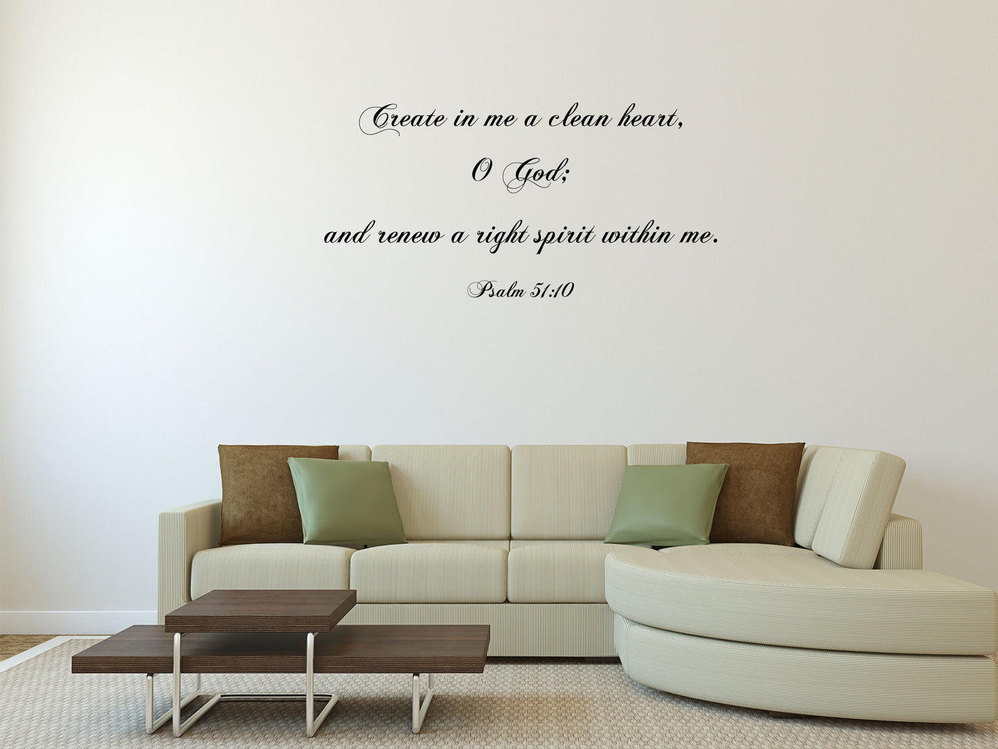 Psalm 51:10 - Scripture Wall Decals - Christian Bible Verse Decals Vinyl Wall Decal Inspirational Wall Signs 