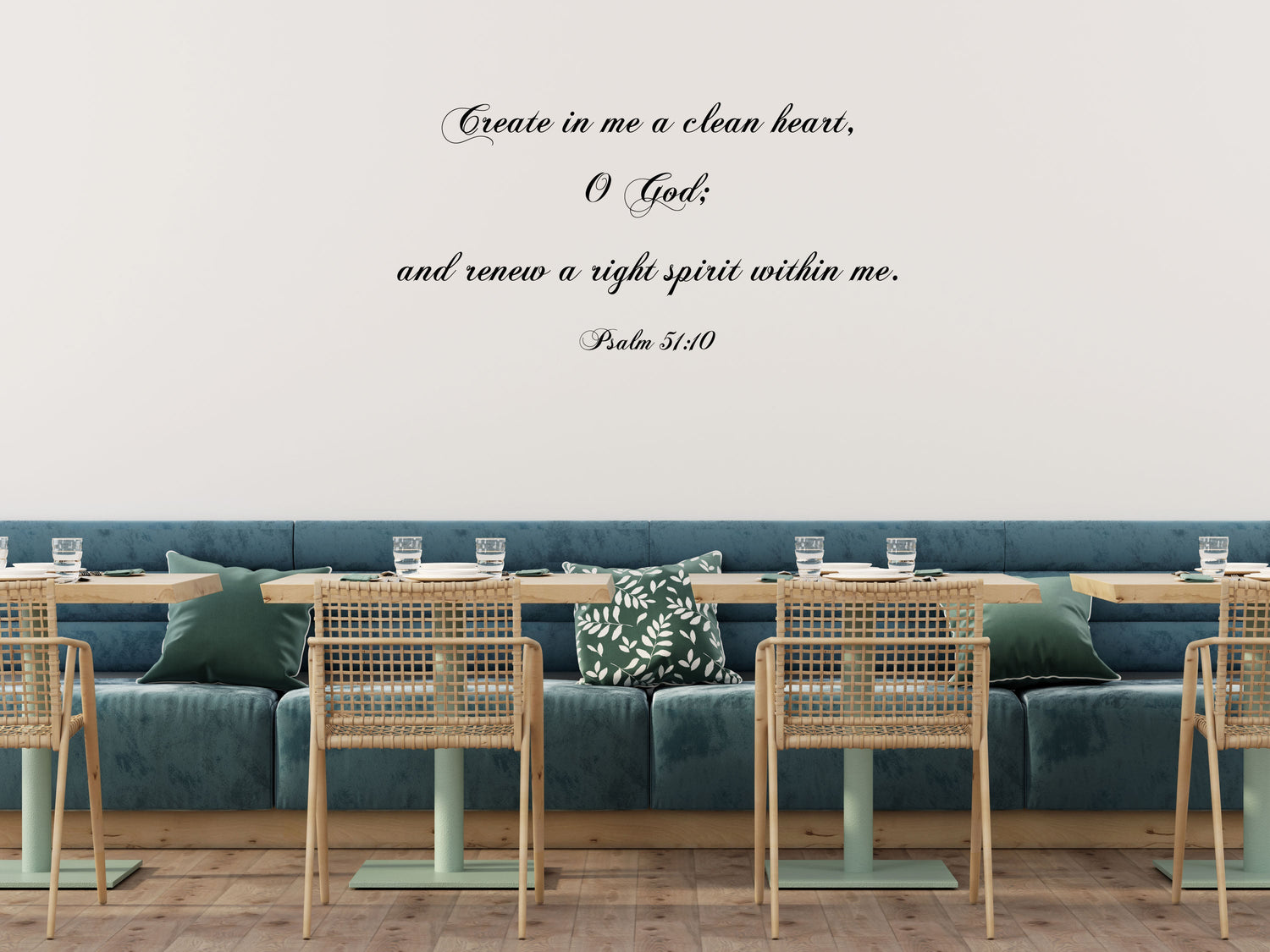 Psalm 51:10 - Scripture Wall Decals - Christian Bible Verse Decals Vinyl Wall Decal Inspirational Wall Signs 