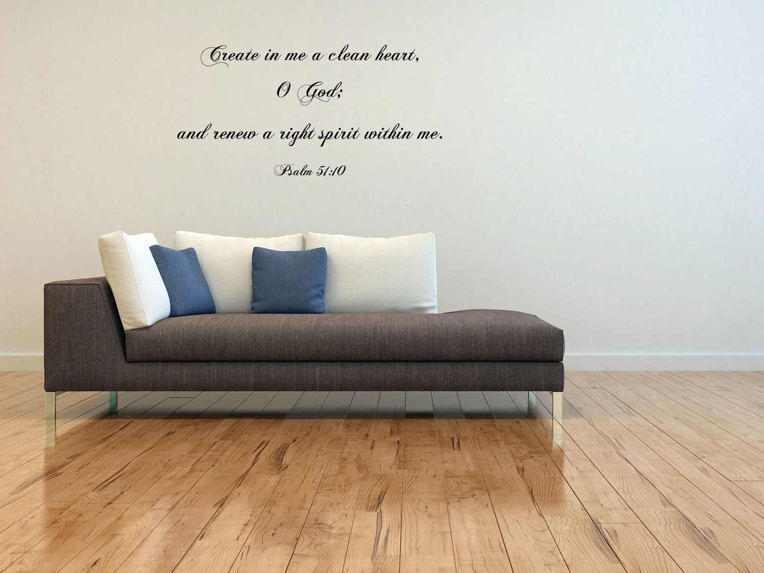 Psalm 51:10 - Scripture Wall Decals - Christian Bible Verse Decals Vinyl Wall Decal Inspirational Wall Signs 