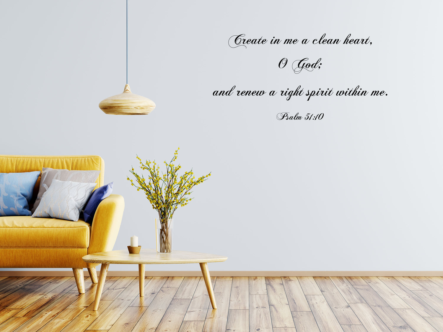 Psalm 51:10 - Scripture Wall Decals - Christian Bible Verse Decals Vinyl Wall Decal Inspirational Wall Signs 