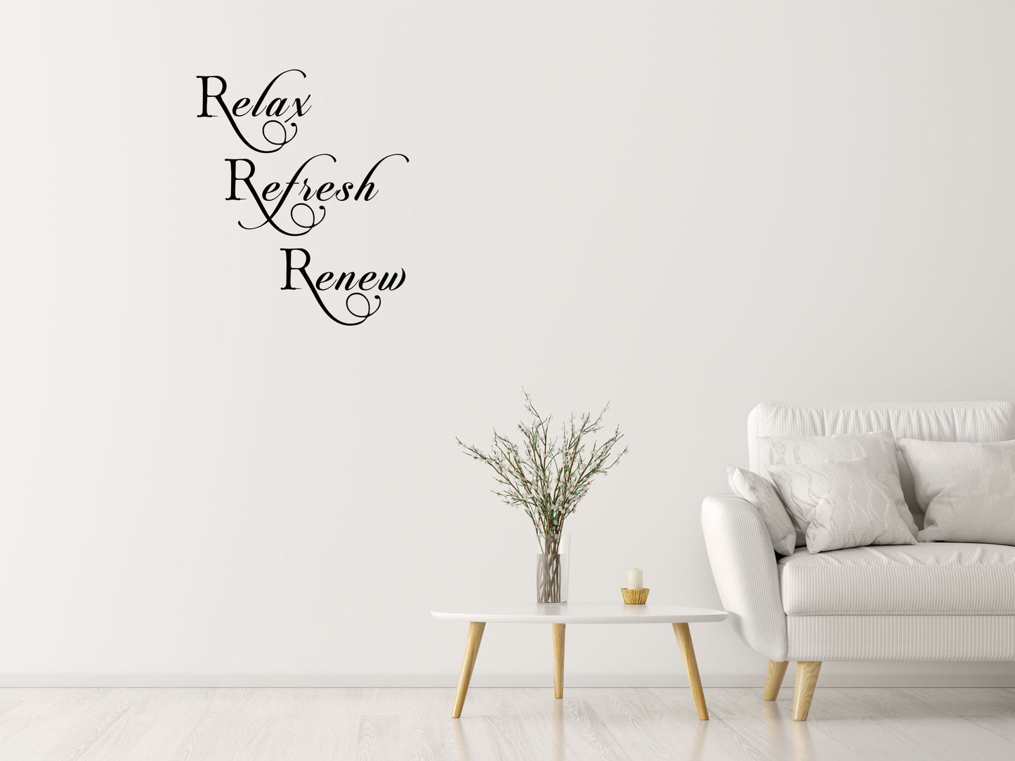 Relax Refresh Renew Wall Decal Vinyl Wall Decal Inspirational Wall Signs 