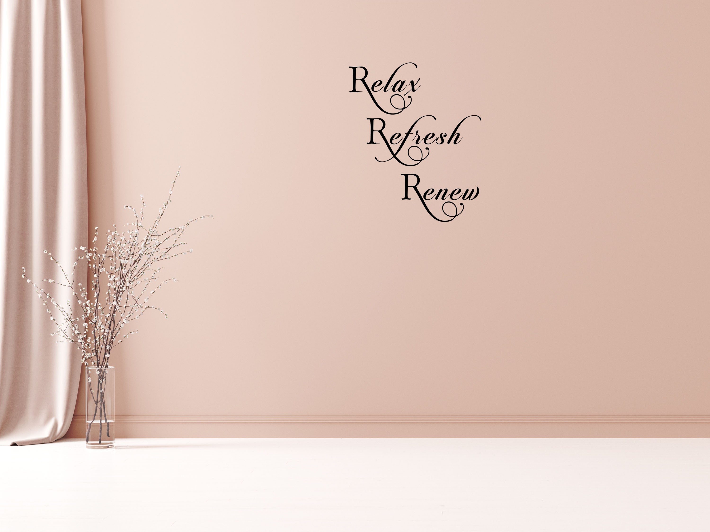 Relax Refresh Renew Wall Decal Vinyl Wall Decal Inspirational Wall Signs 