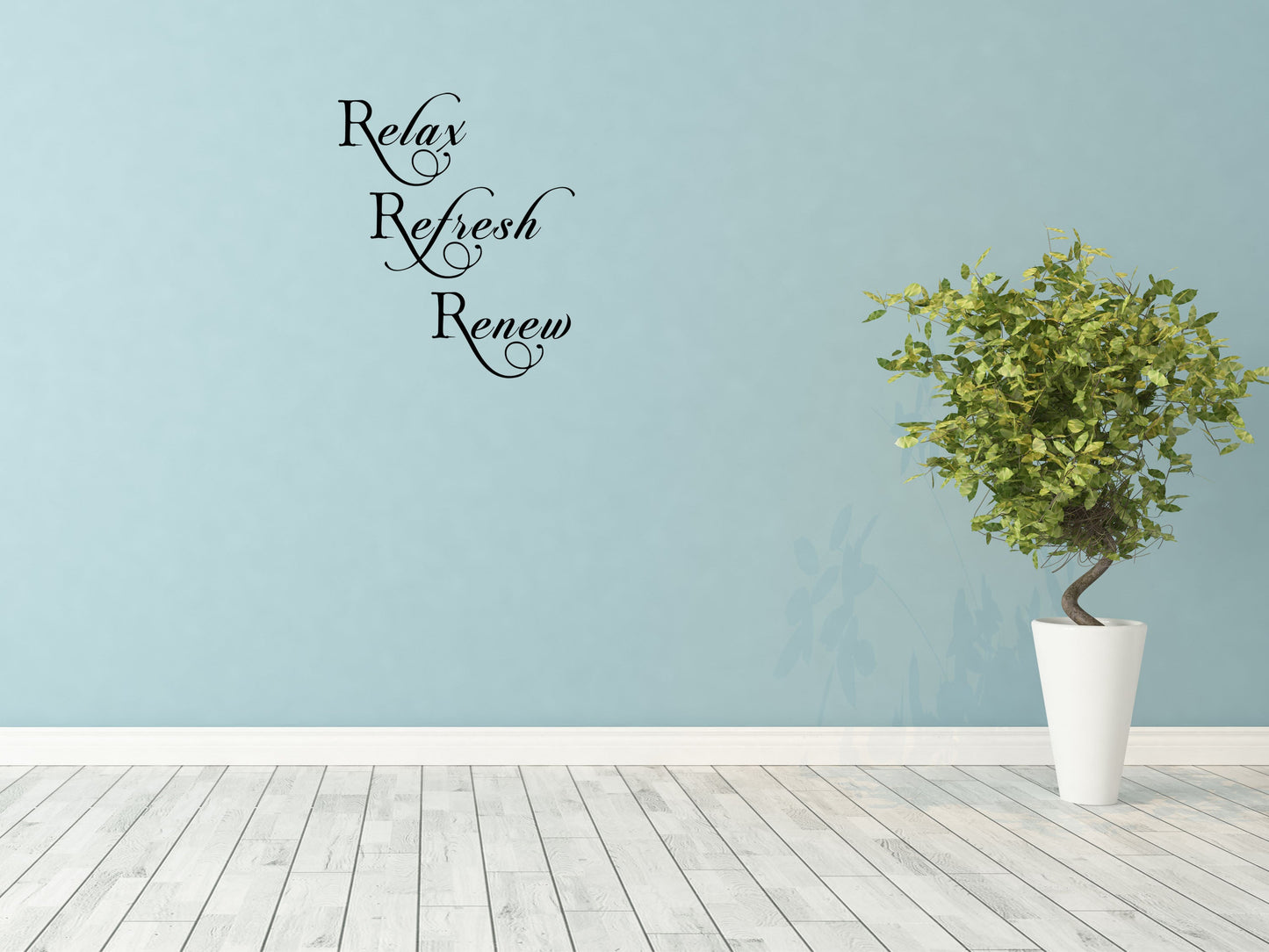 Relax Refresh Renew Wall Decal Vinyl Wall Decal Inspirational Wall Signs 