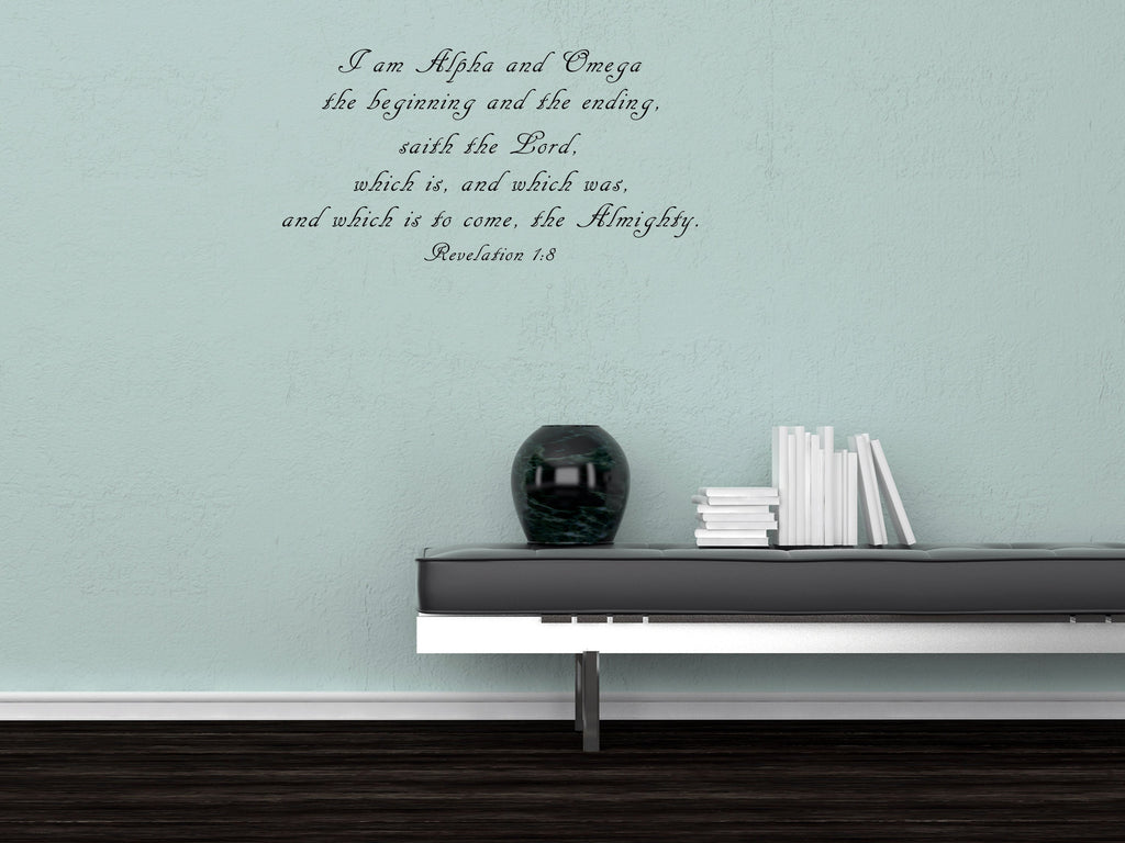Revelation 1:8 I Am Alpha And Omega - Scripture Wall Decals Vinyl Wall Decal Inspirational Wall Signs 