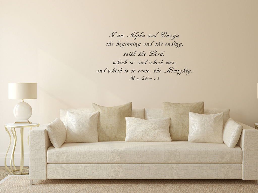 Revelation 1:8 I Am Alpha And Omega - Scripture Wall Decals Vinyl Wall Decal Inspirational Wall Signs 