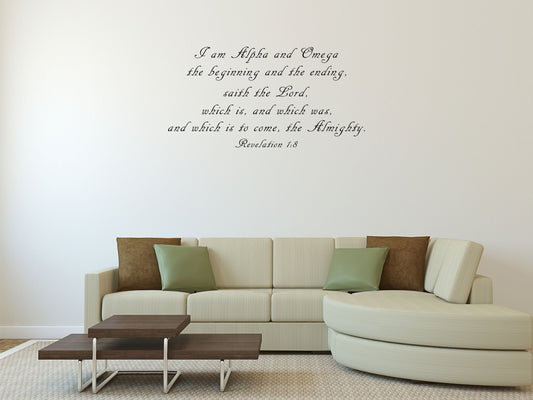 Revelation 1:8 I Am Alpha And Omega - Scripture Wall Decals Vinyl Wall Decal Inspirational Wall Signs