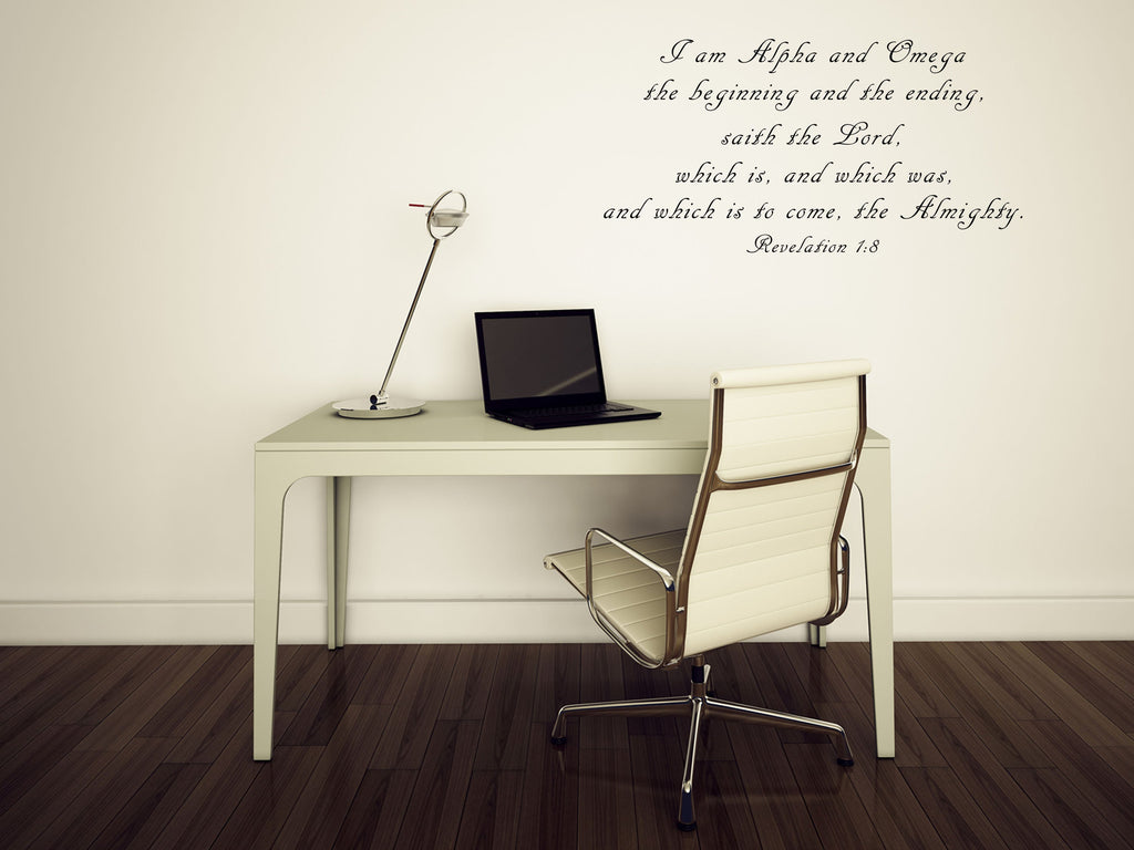 Revelation 1:8 I Am Alpha And Omega - Scripture Wall Decals Vinyl Wall Decal Inspirational Wall Signs 
