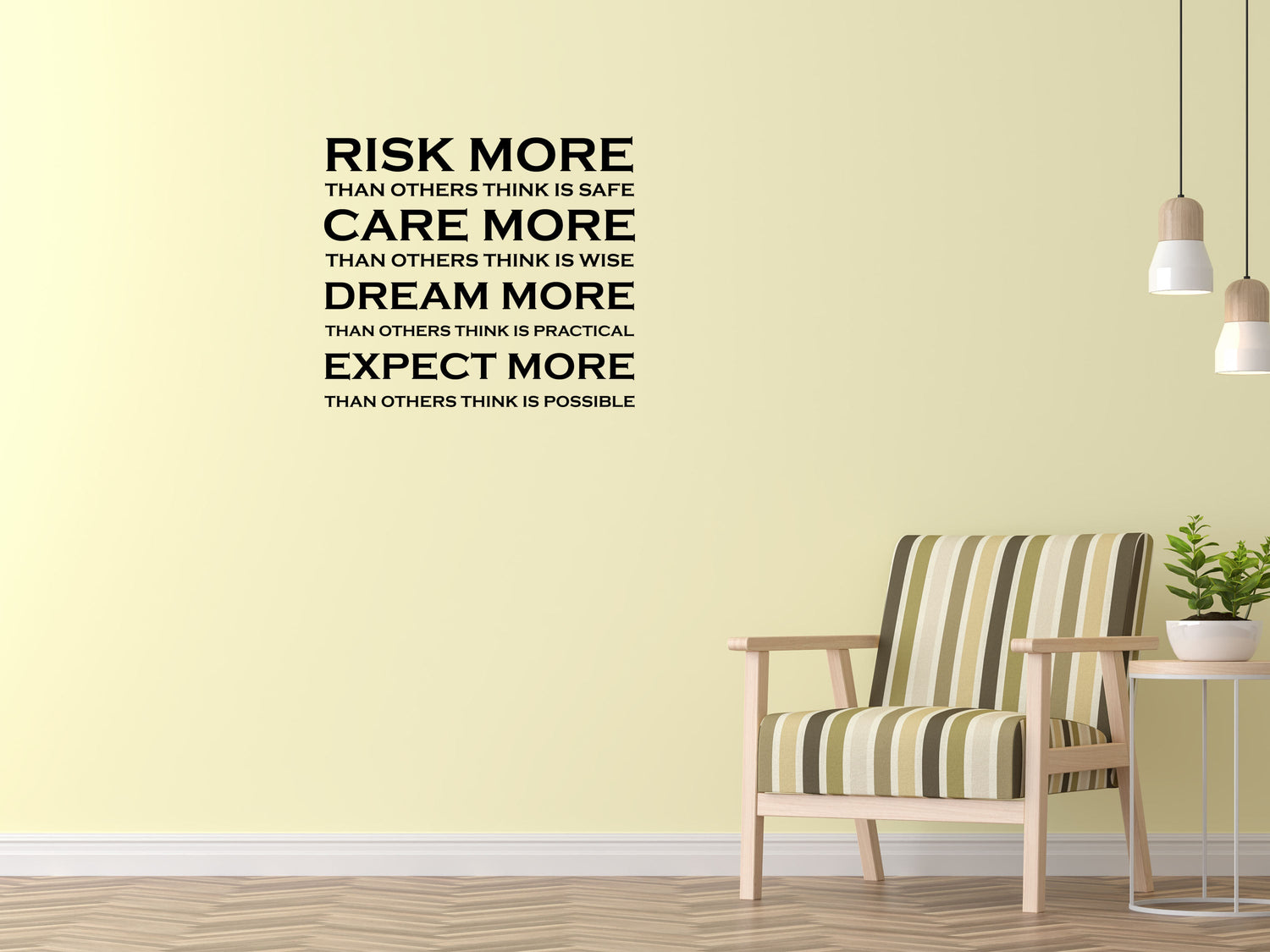 Risk More Care More Dream More Expect More Wall Quote Sticker - Inspirational Wall Decals Vinyl Wall Decal Inspirational Wall Signs 