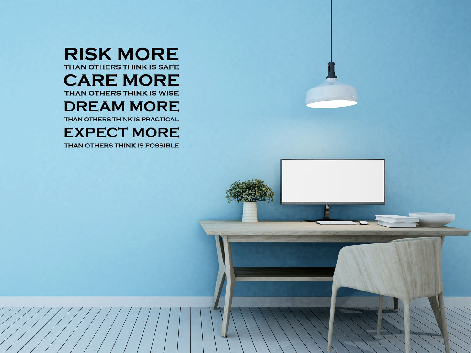 Risk More Care More Dream More Expect More Wall Quote Sticker - Inspirational Wall Decals Vinyl Wall Decal Inspirational Wall Signs 