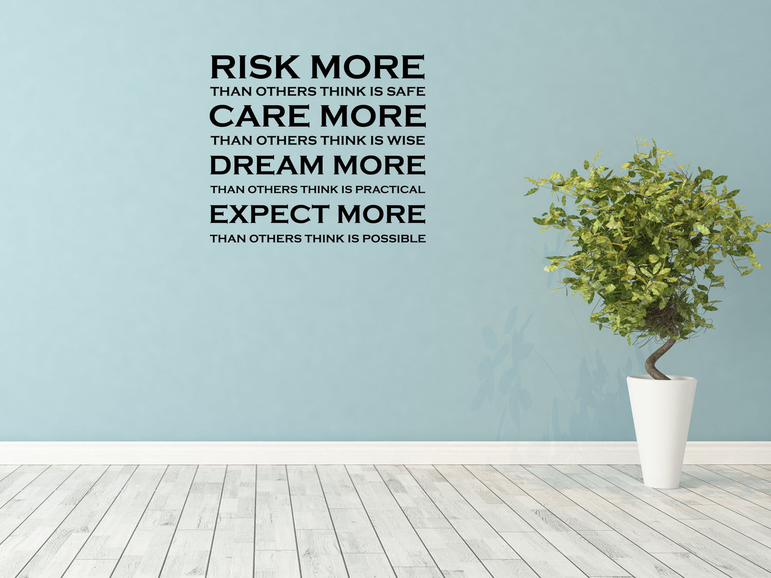 Risk More Care More Dream More Expect More Wall Quote Sticker - Inspirational Wall Decals Vinyl Wall Decal Inspirational Wall Signs 