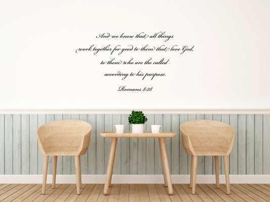Romans 8:28 All Things Work Together - Scripture Wall Decals Vinyl Wall Decal Inspirational Wall Signs