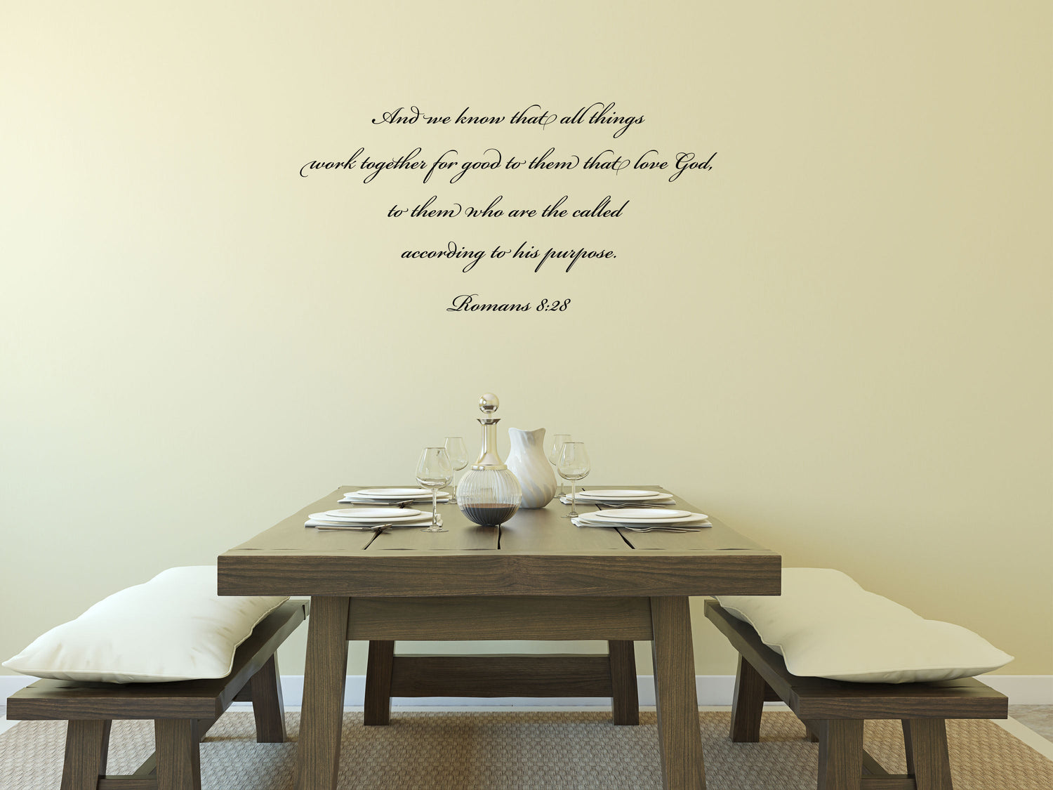 Romans 8:28 All Things Work Together - Scripture Wall Decals Vinyl Wall Decal Inspirational Wall Signs 