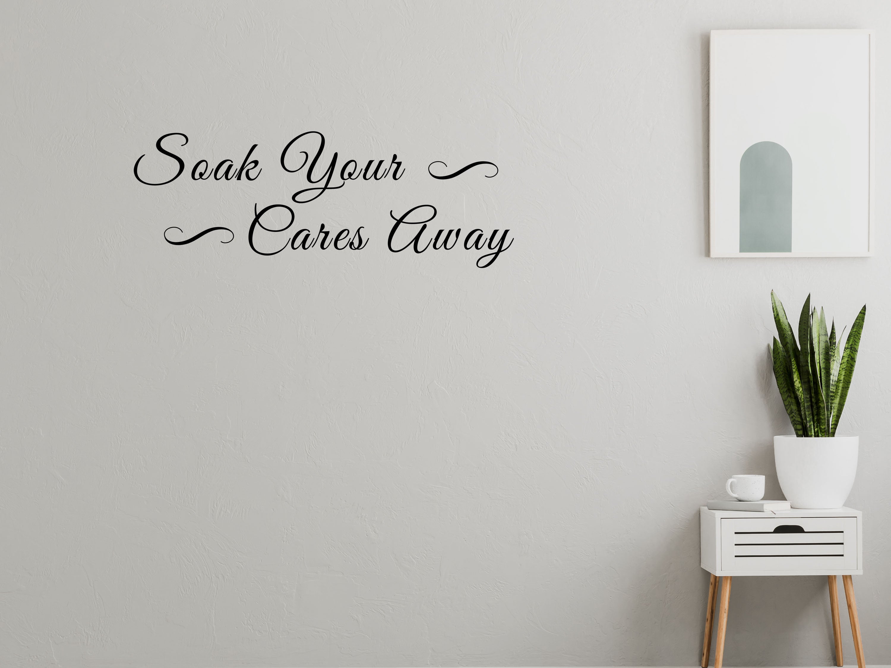 Soak Your Cares Away Bathroom Wall Saying Decal - Bathroom Wall Quote Sticker Vinyl Wall Decal Title Done 