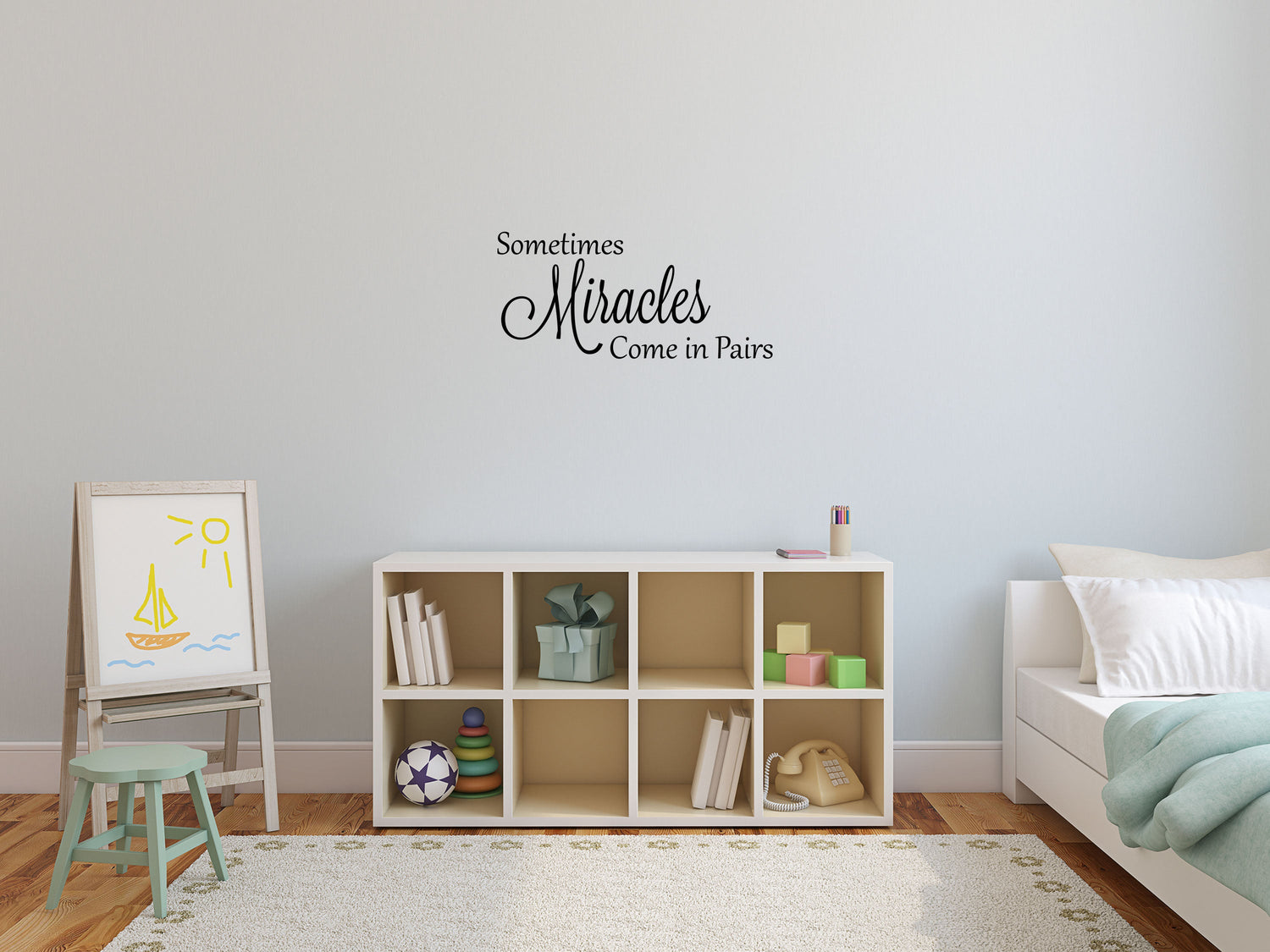 Sometimes Miracles Come In Pairs Vinyl Wall Decal - Twins Baby Gift - Twins Wall Quote - Twins Vinyl Wall Art - Vinyl Decals Twins Decal Vinyl Wall Decal Inspirational Wall Signs 